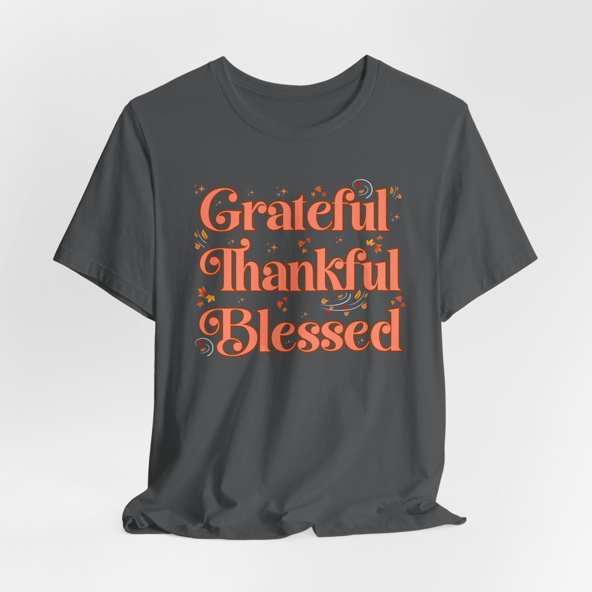Grateful Thankful Blessed Falling Leaves - Bella Canvas 3001