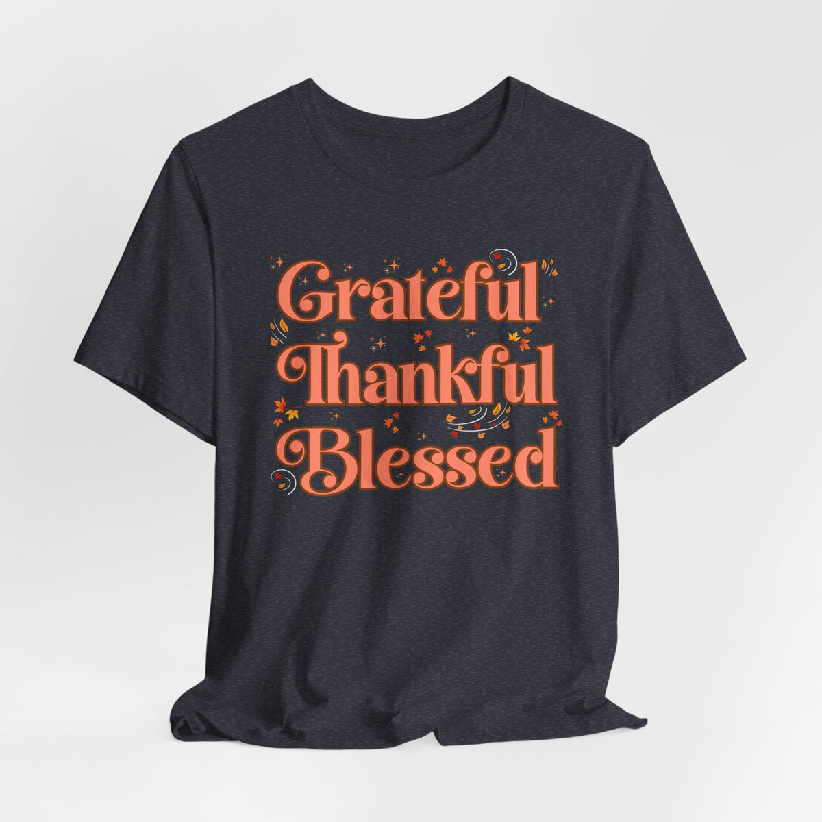 Grateful Thankful Blessed Falling Leaves - Bella Canvas 3001