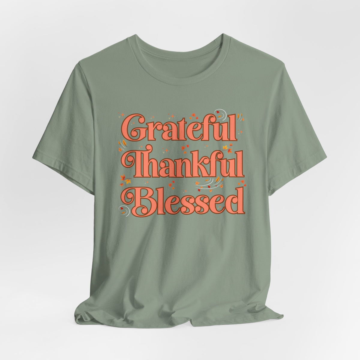 Grateful Thankful Blessed Falling Leaves - Bella Canvas 3001
