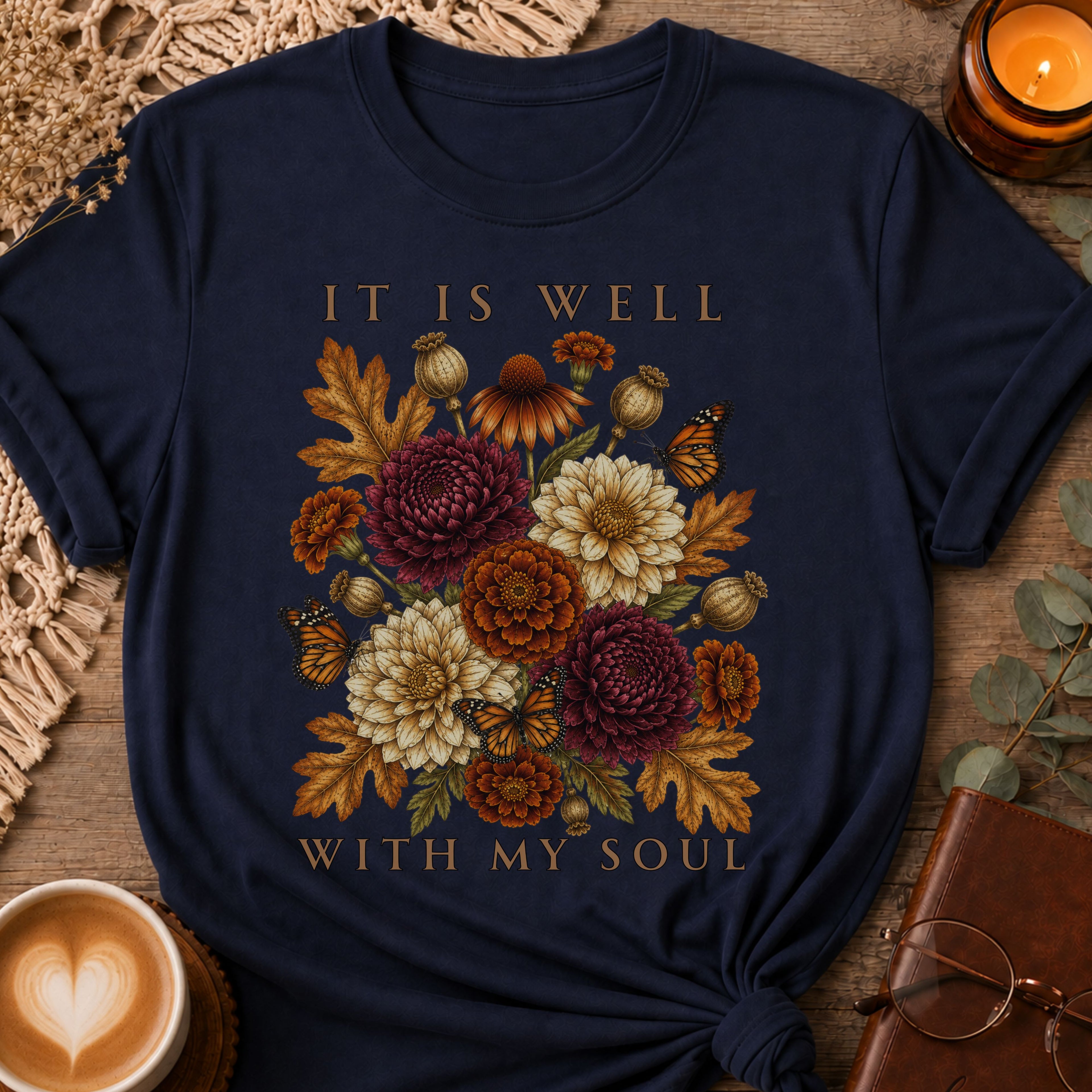 It Is Well With My Soul Fall Floral Tshirt