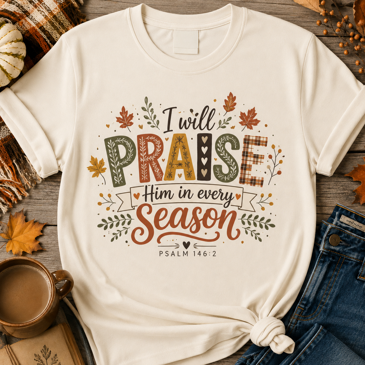 I Will Praise Him In Every Season Fall Tshirt